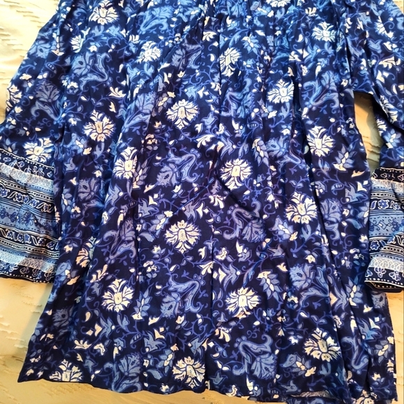 NWT Charlie Paige Blue/White Boho Blouse, S - Picture 3 of 4